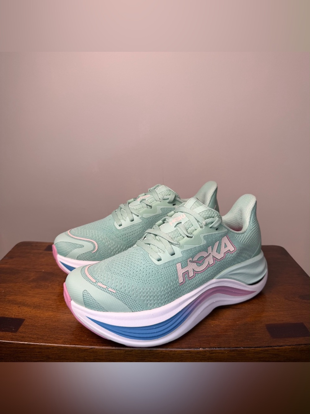 HOKA Skyward X Women’s 5.5 B Jadeite Dried Rose Running Shoes 1147912-JTD New